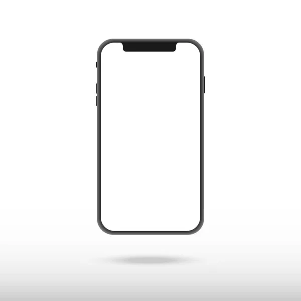 空白の白い画面とIphonxに似た黒のスリムスマートフォンの新バージョン 現実的なベクトル図 — ストックベクタ