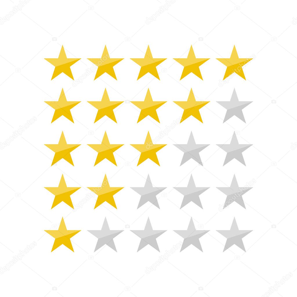 5 star rating icon vector illustration eps10. Isolated badge for website or app - stock infographics