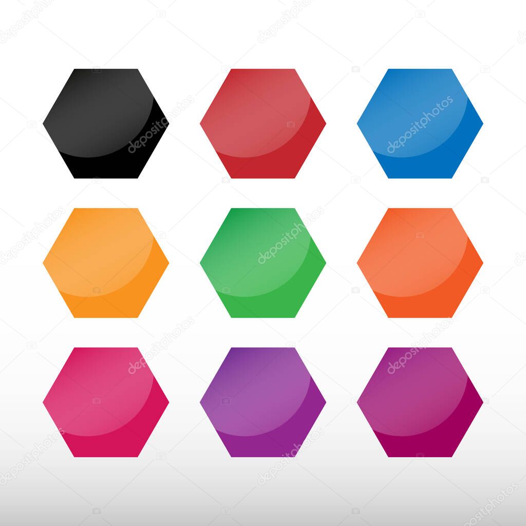 Set of colored octagon icon pack. Geometry octagonal colorful eight sided polygon octagon line. Vector illustration. Isolated on white background.
