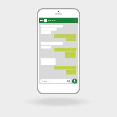 Smartphone sohbet SMS Mesajları konuşma baloncukları. Vektör İllüstrasyonu