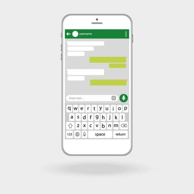 Smartphone sohbet SMS Mesajları konuşma baloncukları. Vektör İllüstrasyonu