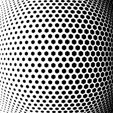 Balık gözü efektli soyut arkaplan yarım ton deseni, Vektör illüstrasyon ve tasarım.