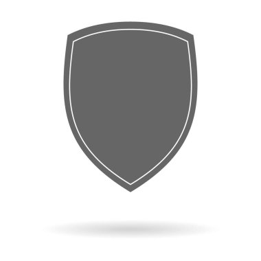 Gri arka plan üzerinde izole trendy düz stilde kalkan kutsal kişilerin resmi. Web sitesi tasarımı, logo, app, UI kalkan simgesi. Vektör çizim, Eps10.