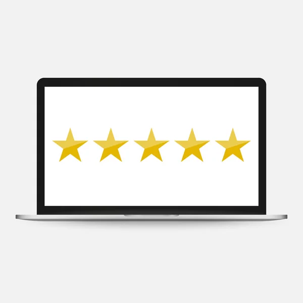 Top Rating Vijf Sterren Web Pagina Lineair Design Symbool Met — Stockvector