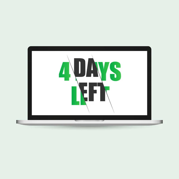 Four days to go on display laptop. No of days left to go badges. Vector typographic design of 3