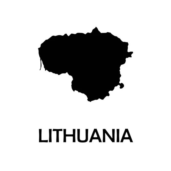 Vektorová Mapa Litva Izolovaná Vektorová Ilustrace Černá Bílém Pozadí Ilustrace — Stockový vektor