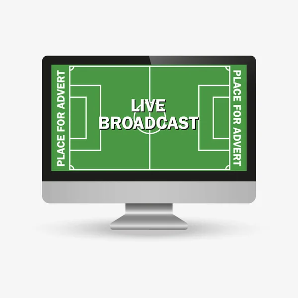 Футбольный Матч Телевидении Игровое Поле Экране Модная Плоская Векторная Иллюстрация — стоковый вектор