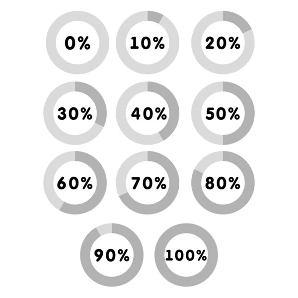 Modern Circle Progress Bar Loading Buffering Percentage Icon Set Vector — Stock Vector