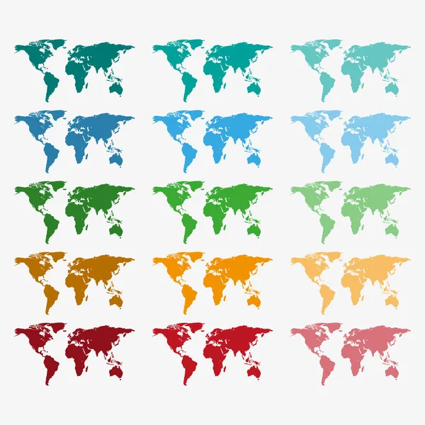 Συλλογή Από Χάρτες Κόσμο Χρώμα Διαφορετικές Υφές — Διανυσματικό Αρχείο