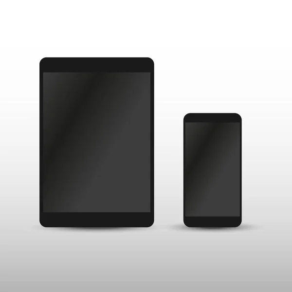Tablet Digital Moderno Con Smartphone Móvil Aislado Blanco Vector Eps10 — Vector de stock