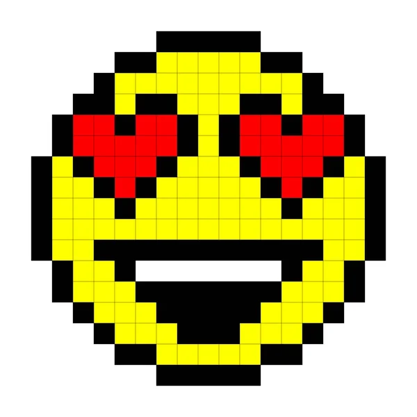 화이트 그라운드 Smiley Pixel Art Style Vector — 스톡 벡터