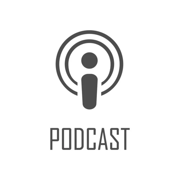 Podcast Radyo Ikonu Resimleme Seti Stüdyo Masası Mikrofonu Canlı Yayın — Stok Vektör