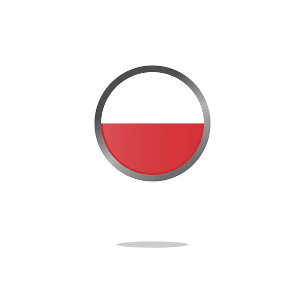 Polská Vlajka Jako Kulatá Lesklá Ikona Tlačítko Polskou Vlajkou — Stockový vektor