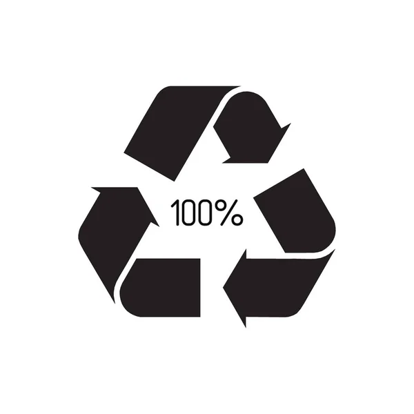 100 Gerecycleerde Pijlen Teken Vector Illustratie Geïsoleerd Witte Achtergrond — Stockvector