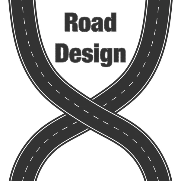 Kavisli yol simgesi ayarlandı. Otoyolun dolambaçlı dalı, yön değiştirme, güvenli sürüş için geometrik yol tasarımı. Beyaz arkaplanda izole edilmiş vektör düz çizgi film çizimi