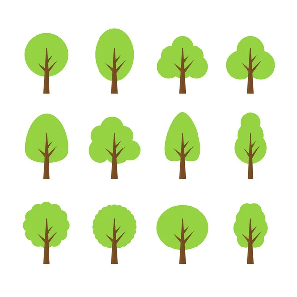 Een Stel Abstracte Gestileerde Bomen Natuurlijke Illustratie — Stockvector