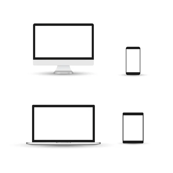 Dispositivi Elettronici Modello Vettoriale Web Design Con Laptop Tablet Smartphone — Vettoriale Stock
