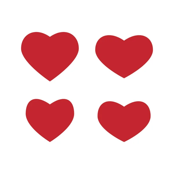 Set Red Hearts Icons Vector Illustration — Stock Vector