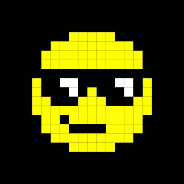 Żółty Popularne Cartoon Face Pixel Art Tło — Wektor stockowy