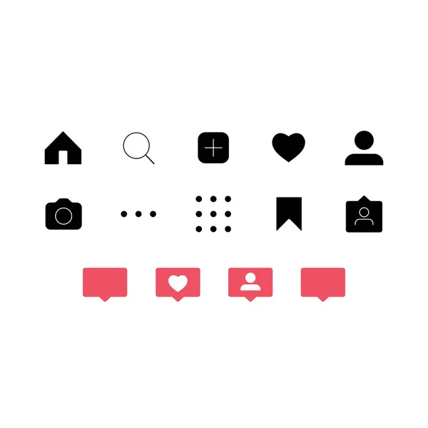 Redes Sociales Iconos Red — Vector de stock