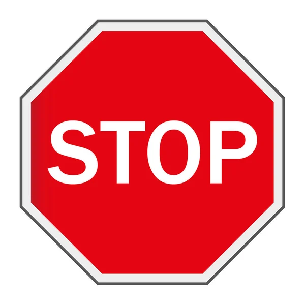 Red Stop Sign Isolerad Vit Bakgrund Symbolen För Trafikvarningsstopp Vektorillustration — Stock vektor