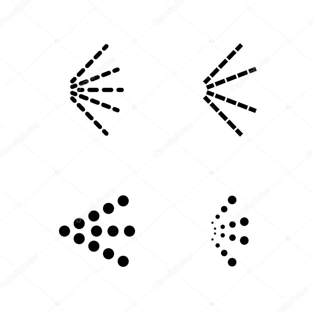 Spray icons big set. Simple black clouds with shadow. Vector illustration. Isolated on white background