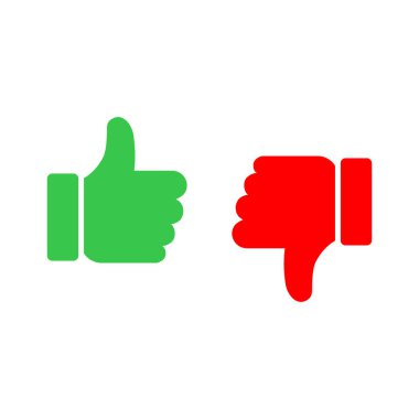 Baş parmak yukarı ve aşağı simgeler. Simgeler piksel ızgarasına göre hizalanmış. Resimlerin küçük boyutlarda kullanılmaya hazır olduğu anlamına geliyor. Özellikle internet için..