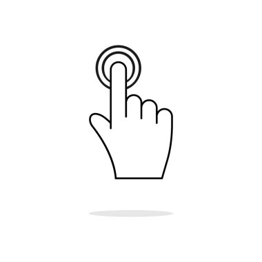 Hand touch / tap gesture line art vector icon for apps and websites clipart