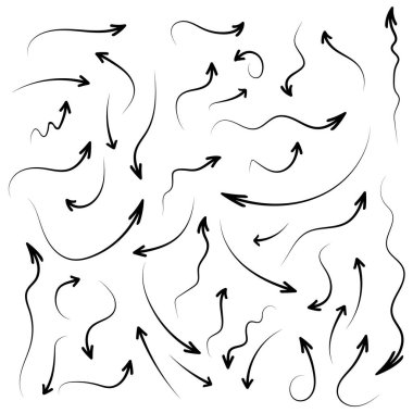Oklar ve Çizgiler - El Çizimi - Gri Arkaplanda İzole Edilmiş - Tasarımınız için Grafik Tasarımsal Çizim Tasarımı. Logo Okları