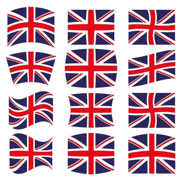 Viele Verschiedene Flaggenstile Für Großbritannien — Stockvektor