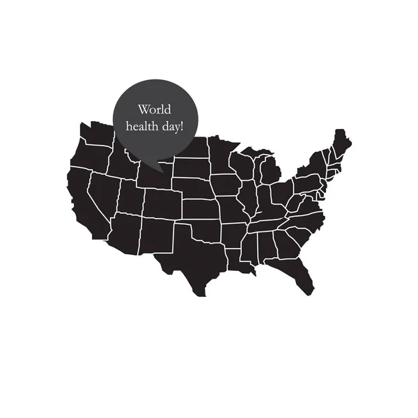 América Mapa Coração Conceito Dia Saúde Dos Eua — Vetor de Stock