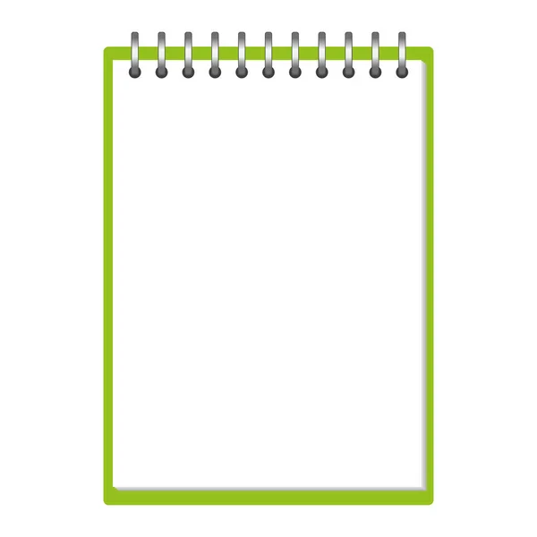 Plantilla Copybook Abierta Verde Blanco Con Banda Elástica Marcador Papelería — Vector de stock