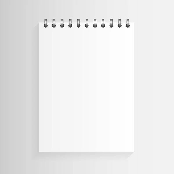 Cuaderno Cuaderno Espiral Realista Blanco Aislado Vector Blanco — Vector de stock