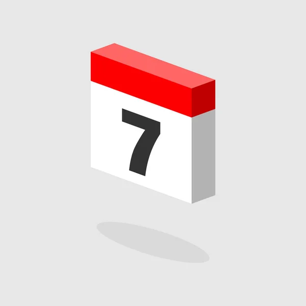 Calendar Isometric Icon Sign Isolated White Background Symbol Deadline Agenda — Stock Vector