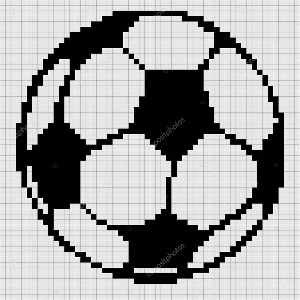 Soccer ball pixel art. Football pixelated isolated on white background