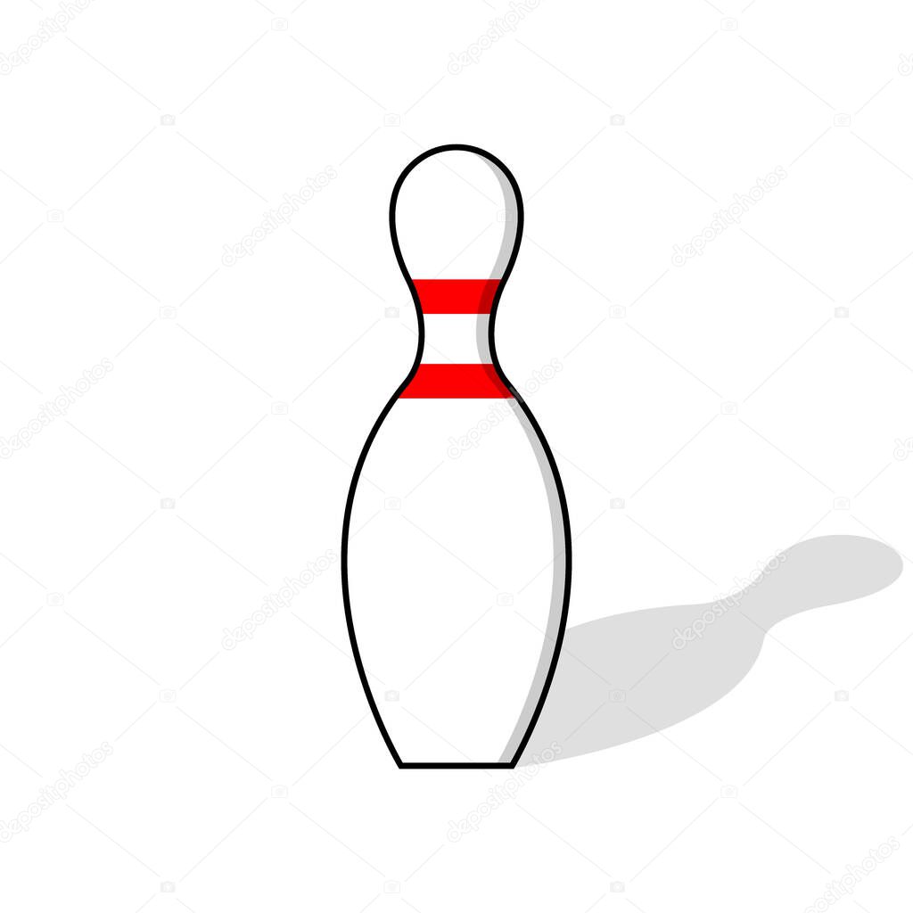 Bowling pin leisure activity hobby recreational entertainment sign vector icon. Skittle red sport element