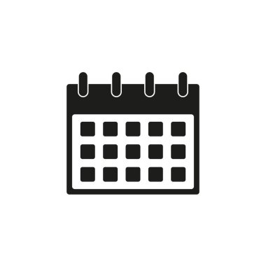 Takvim İzole Edilmiş Düz Web Mobil Simgesi / Vektör / İmza / Sembol / Düğme / Element / Siluet