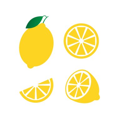 Taze limon meyveleri, vektör çizimleri koleksiyonu