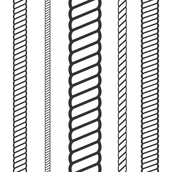 白いベクトル図上に隔離された異なる厚さのロープのセット — ストックベクタ