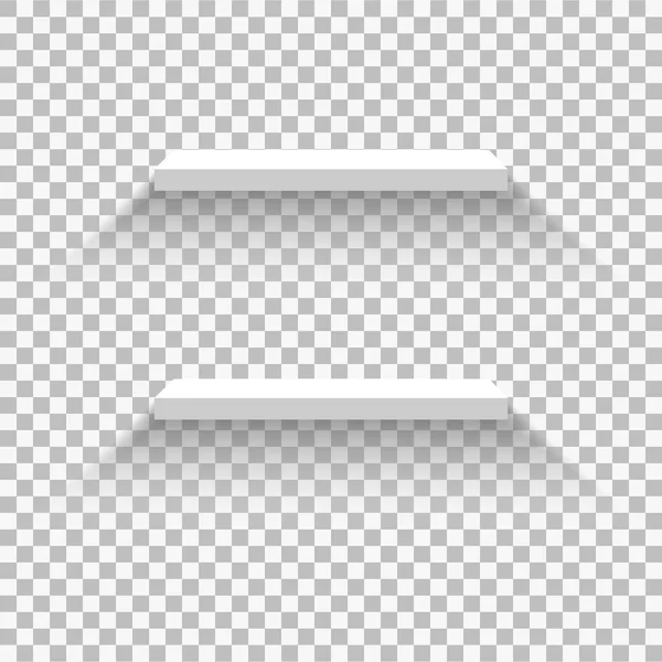Набір Порожніх Білих Полиць Ізольованих Прозорому Фоні Векторні Елементи Дизайну — стоковий вектор