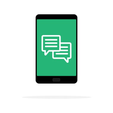 Cep telefonu sohbet mesajları iletileri vektör illüstrasyonları renk arkaplanı üzerinde izole ve sohbet baloncuk konuşmaları, çevrimiçi konuşma, konuşma, konuşma, diyalog kavramı