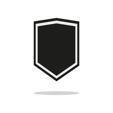 Gri arka plan üzerinde izole trendy düz stilde kalkan kutsal kişilerin resmi. Web sitesi tasarımı, logo, app, UI kalkan simgesi. Vektör çizim, Eps10.