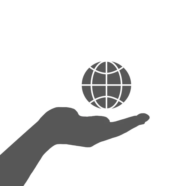 Χέρι Κρατώντας Εικονίδιο Σύμβολο Σφαίρα Διανυσματική Απεικόνιση Στυλ Επίπεδου Σχεδιασμού — Διανυσματικό Αρχείο