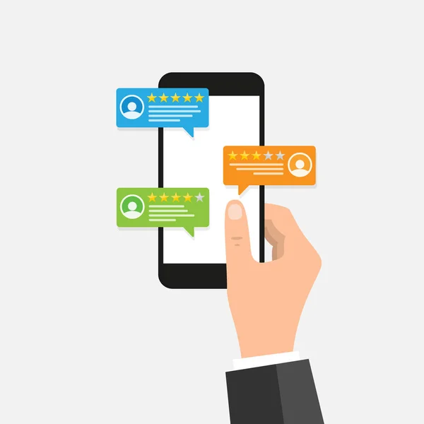 Değerlendirme dereceli cep telefonu. Yıldızları iyi ve kötü oranlı ve metin, ifade mesajları, bildirimler, geri bildirim konsepti ile gözden geçirir.