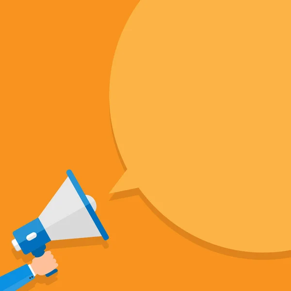 Düz tasarım işi Vektör İllüstrasyonu Reklam web sitesi tanıtımı için boş kopya alanı esp izole edilmiş Banner şablonu Megaphone Duyuru Hoparlör Ses Sistemi Elde Tutulan Amfi