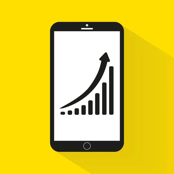 Diagramme Barres Verticales Représentant Icône Croissance Dans Mobile — Image vectorielle