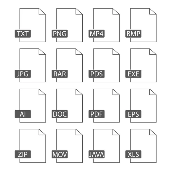 Documents Icônes Formats Fichiers Design Plat Icônes Vectorielles Réglées Isolées — Image vectorielle