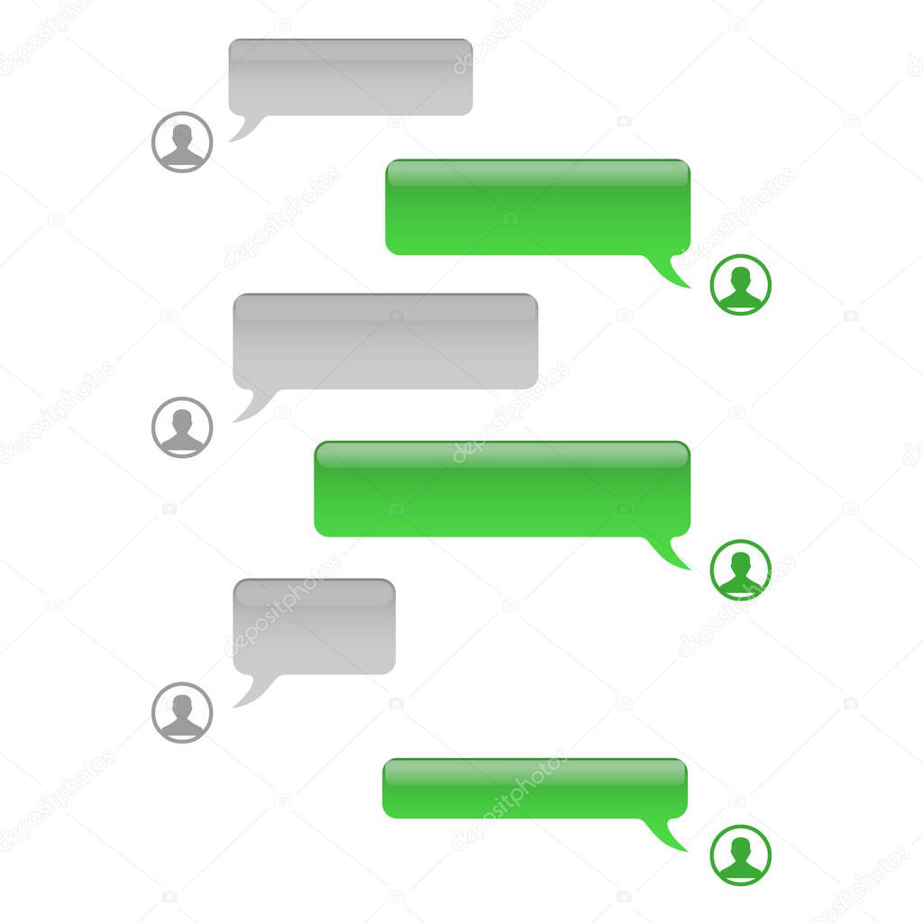 Vector phone chat bubbles. Sms messages. Speech bubbles. Short message service bubbles.