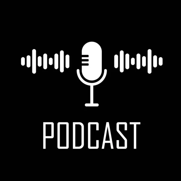 Podcast Istasyonu Retro Mikrofonlu Amblem Şablonu Logo Etiket Amblem Imza — Stok Vektör