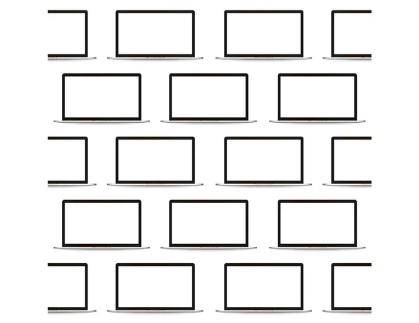 Множество Черных Макетов Ноутбуков Реалистичные Шаблоны Чистым Экраном Разными Углами — стоковый вектор